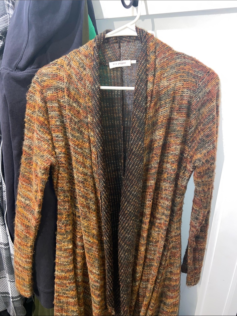 Blu Pepper Multicolor Knit Open Cardigan in Autumn Tones